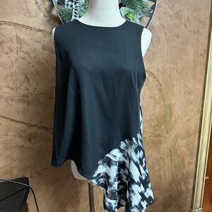 Nicole Miller Black and White Asymmetrical Blouse